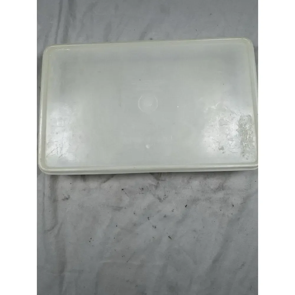 Vintage Tupperware Rectangular Storage Container w Lid White Translucent